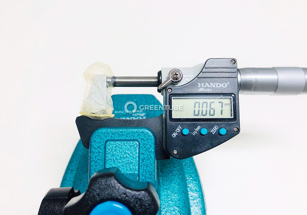 핀돔 알로에 손가락 핑거 콘돔 두께 측정