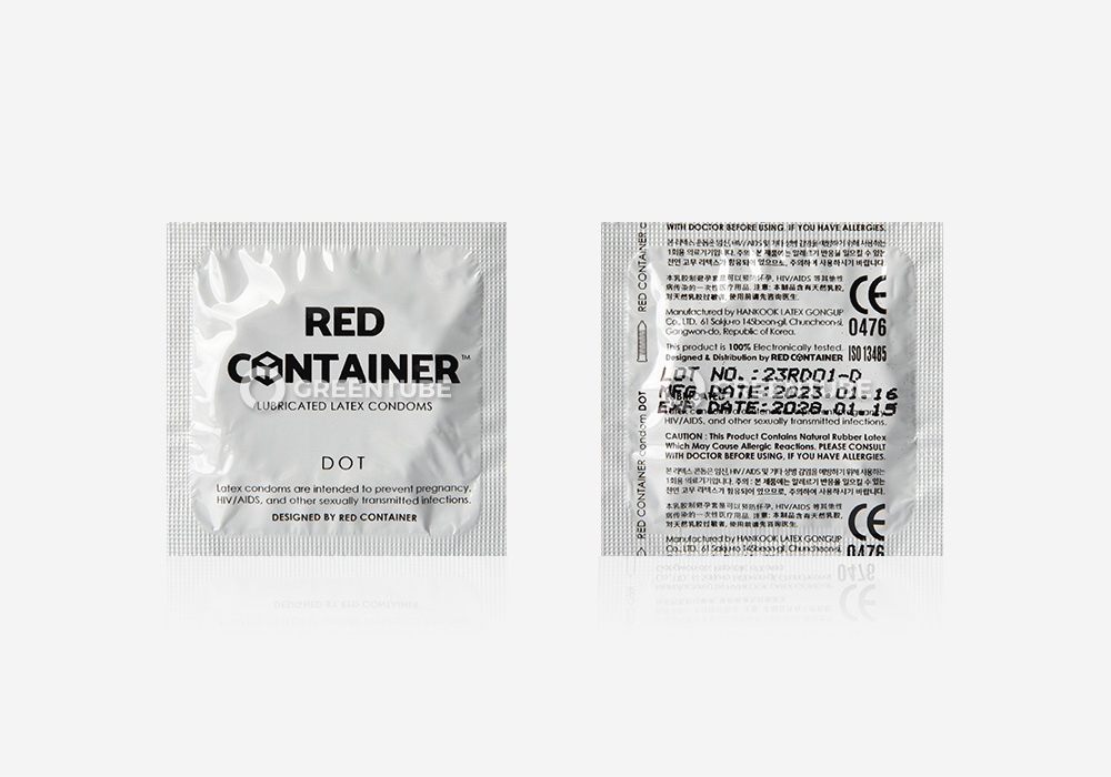 레드컨테이너 세이프 레드D 도트 콘돔 내부 포장 - 콘돔 전문 쇼핑몰 그린튜브