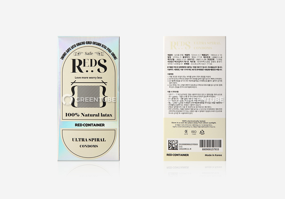 레드컨테이너 세이프 레드S 스파이럴 콘돔 외부 포장 - 콘돔 전문 쇼핑몰 그린튜브