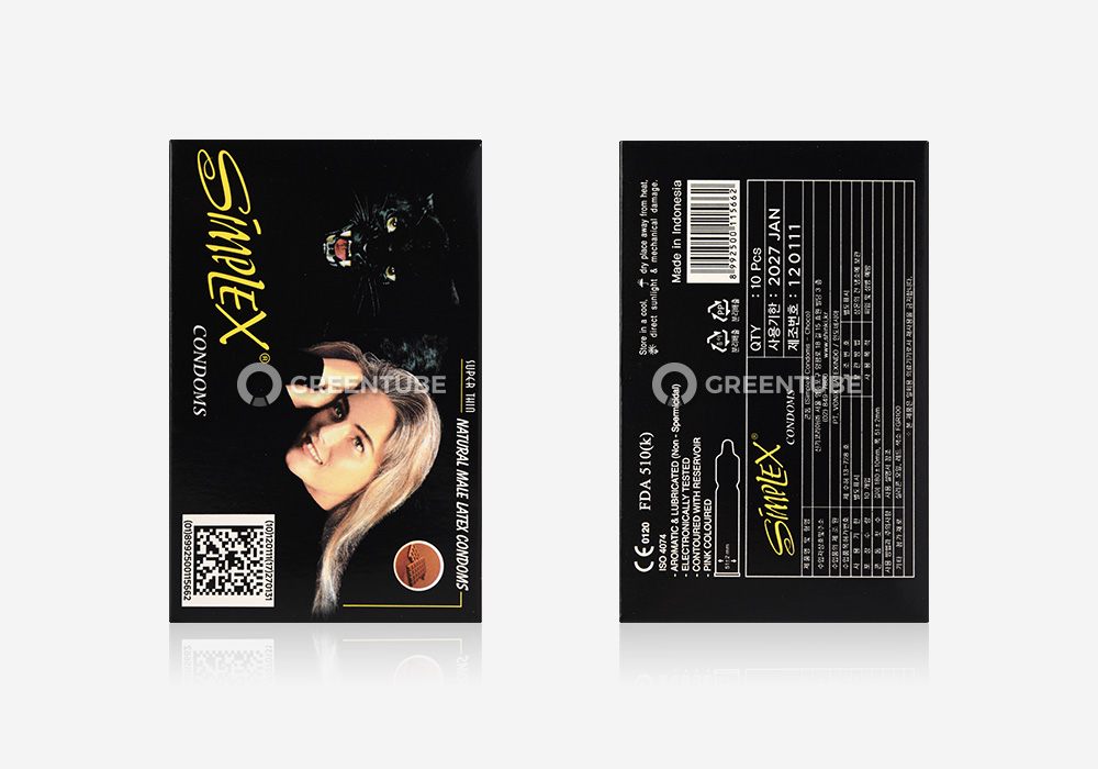 심플렉스 수퍼씬 초코 콘돔 외부 포장 - 콘돔 전문 쇼핑몰 그린튜브