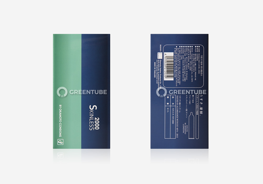 오카모토 뉴 스킨레스 2000 콘돔 외부 포장 - 콘돔 전문 쇼핑몰 그린튜브