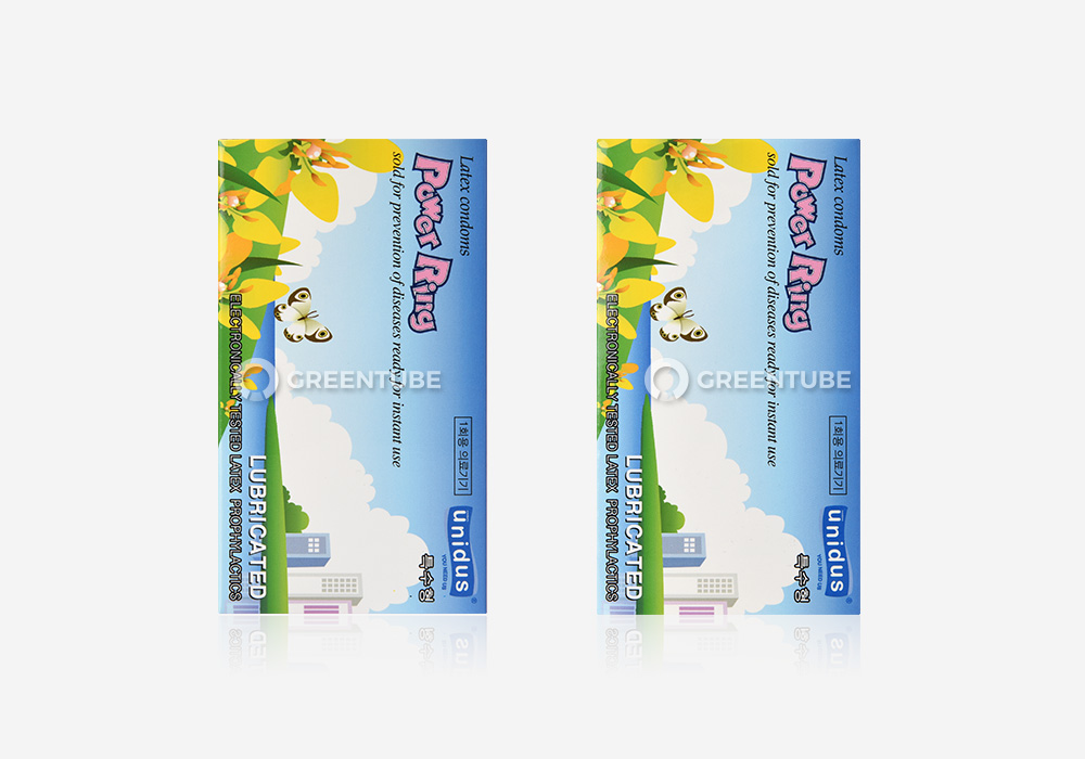 유니더스 파워링 콘돔 외부 포장 - 콘돔 전문 쇼핑몰 그린튜브