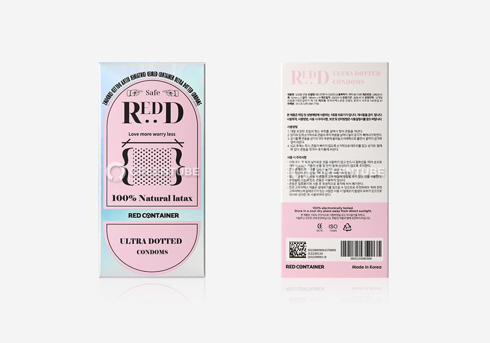 레드컨테이너 세이프 레드D 도트 콘돔 외부 포장 - 콘돔 전문 쇼핑몰 그린튜브