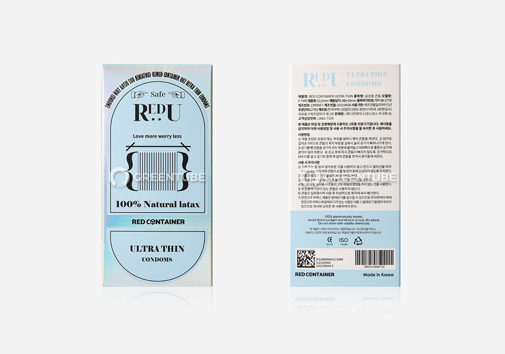 레드컨테이너 세이프 레드U 울트라씬 콘돔 외부 포장 - 콘돔 전문 쇼핑몰 그린튜브
