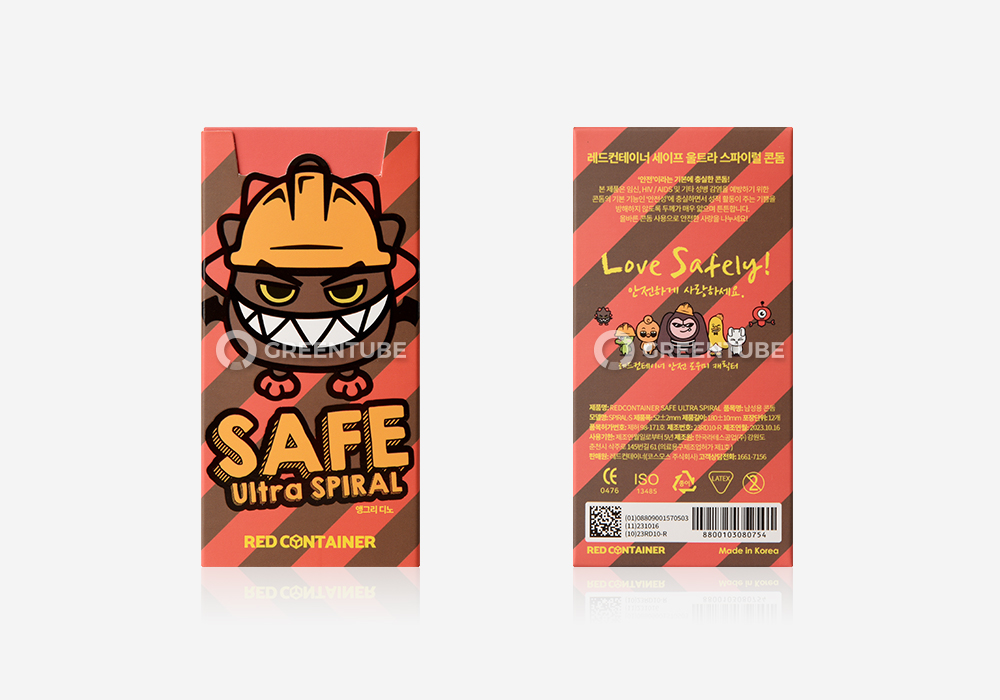레드컨테이너 세이프 울트라 스파이럴 디노 콘돔 외부 포장