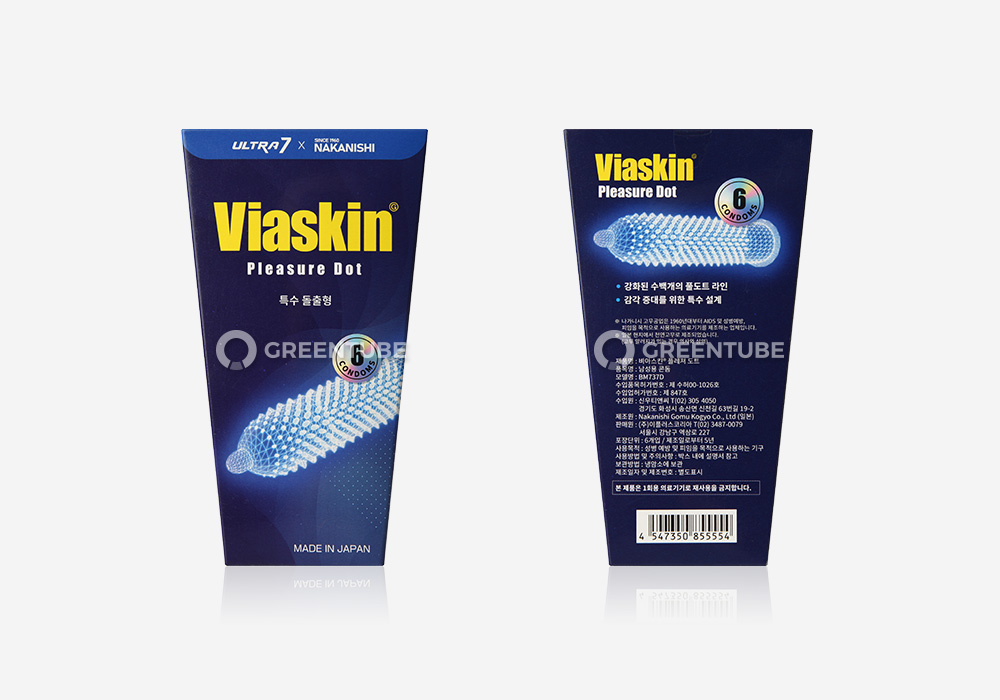비아스킨 플레져도트 콘돔 외부 포장