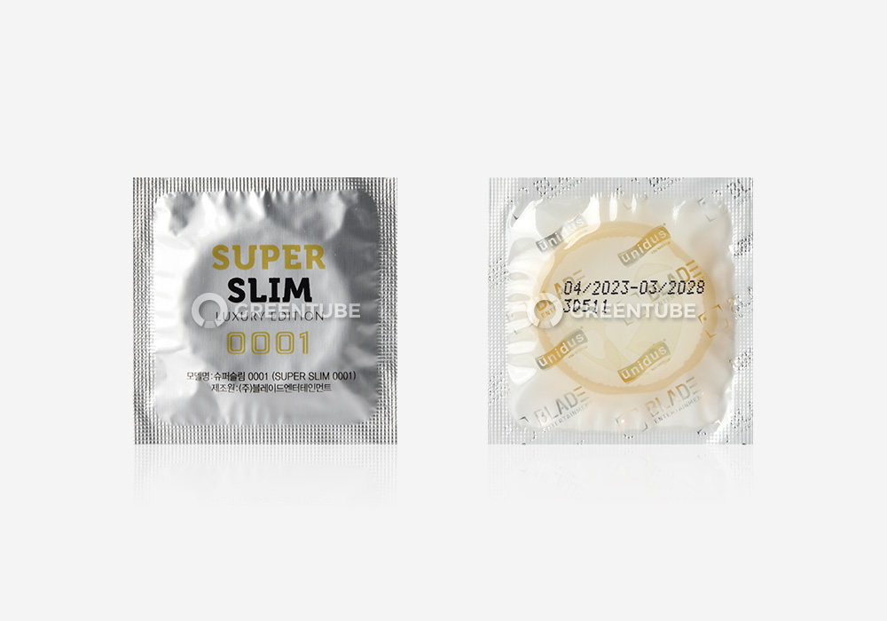 유니더스 슈퍼슬림 0001 일반형 콘돔 내부 포장 - 콘돔 전문 쇼핑몰 그린튜브